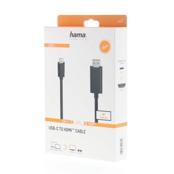 Кабел HAMA 200718, USB-C мъжко - HDMI мъжко, Ultra-HD, 4K, 1.5 м, Черен 