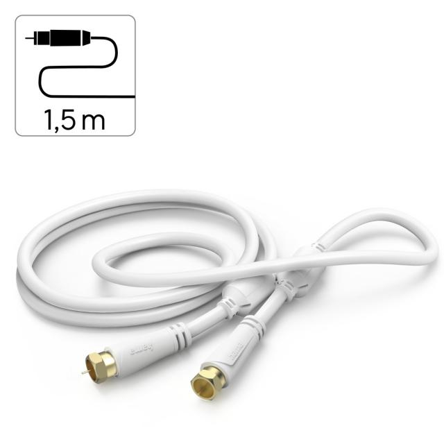 HAMA Коаксиален антенен кабел SAT, F-Plug - F-Plug, 1,5 m, 100 dB, 205251 