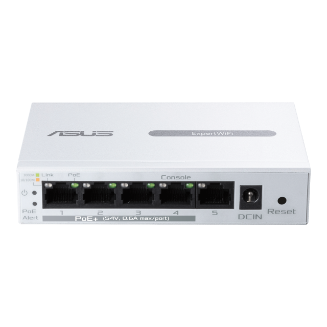 Суич ASUS ExpertWiFi EBP15 5-Port GbE, 4 PoE+ Ports 5 x 10/100/1000Mbps ports 