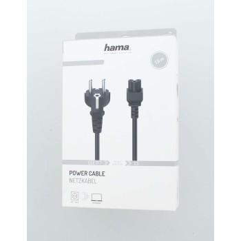 Захранващ кабел HAMA Шуко, 3pin(IEC C5) женско, 2.5м, Черен 