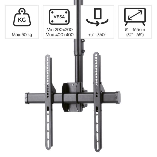 Hama TV Ceiling Mount, Swivel, Tilt, 165 cm (65") up to 50 kg, 220878 