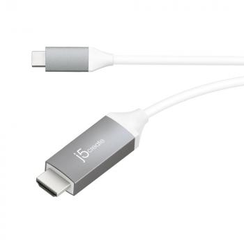 Кабел j5create JCC153G, USB-C мъжко - HDMI мъжко, 1.8 m, Бял