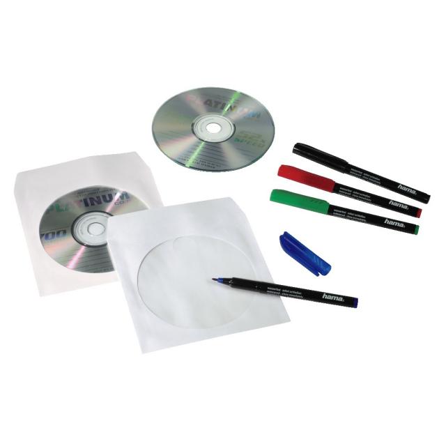 CD/DVD Protective Paper Sleeves, pack of 50 HAMA,white 