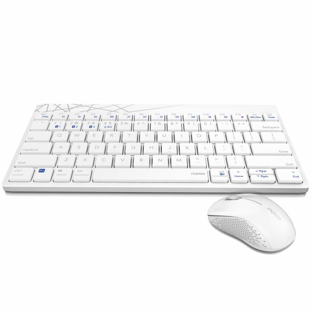 Wireless Keyboard Set RAPOO 8000M, White 