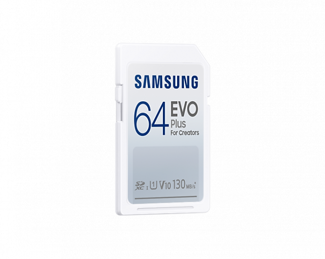 Карта памет Samsung EVO Plus, SD Card, 64GB, Бяла 