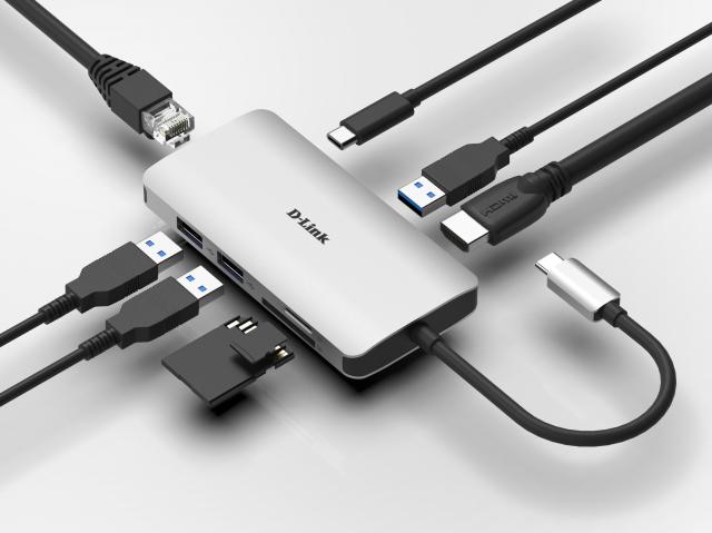 D-LINK DUB-M810, 8-in-1 USB-C, HDMI/Ethernet/Card Reader/Power 