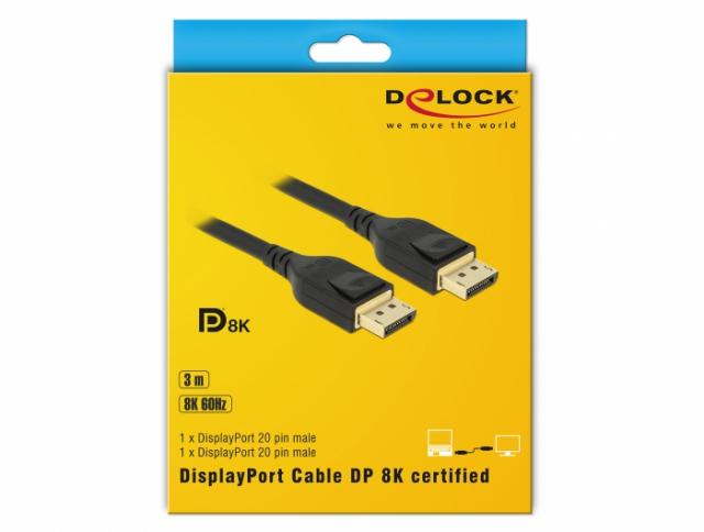 Delock DisplayPort cable 8K 60 Hz 3 m DP 8K certified 