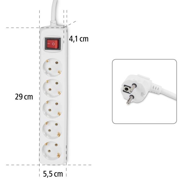 Distribution Panel, HAMA, 5 sockets, 1.4 m, 47842 