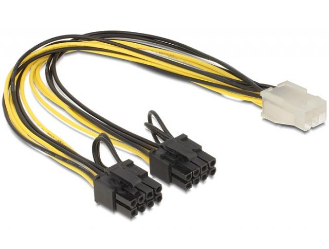 Кабел DeLock PCI Express power 6 pin женско > 2 x 8 pin мъжко, 30 cm 