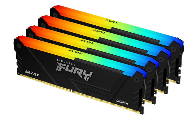 Memory Kingston FURY Beast Black RGB 32GB(4x8GB) DDR4 3600MHz CL17 