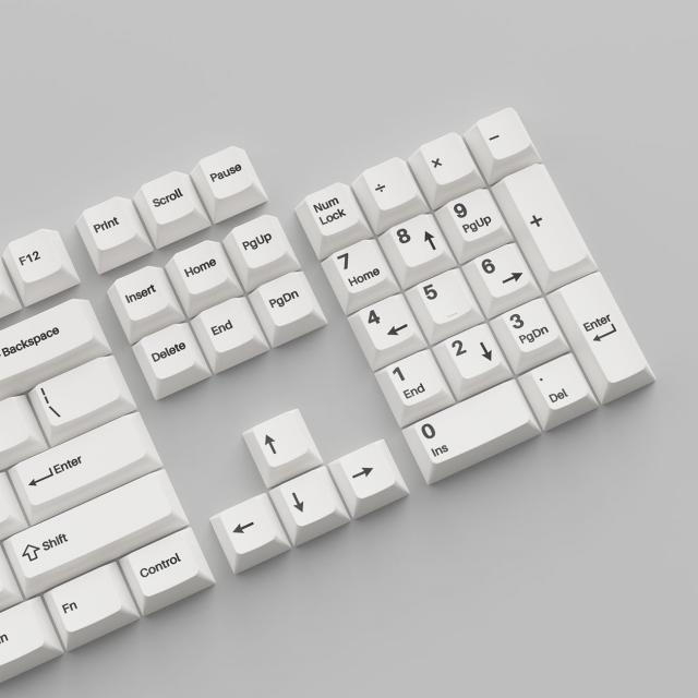 Капачки за механична клавиатура Keychron Cherry Profile Double - Shot PBT Full Set 219 Keycaps - Black on White 