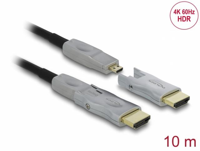 Кабел Delock Active Optical Cable, HDMI мъжко - HDMI мъжко, 4K 60 Hz, 10 m 