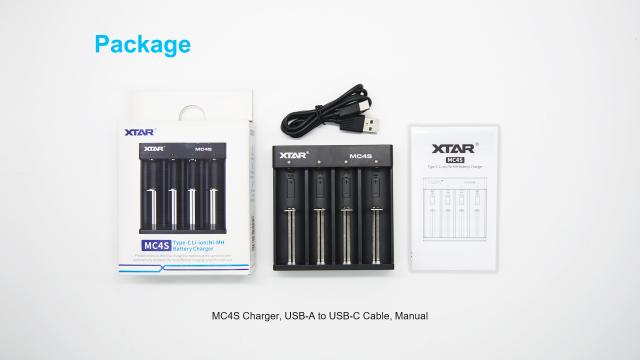 Зарядно у-во  XTAR MC4S, USB Type-C, Universal Charger, LiIon & NIMH, 18650, CR123, AA, AAA 