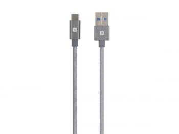 Skross USB-C to USB-A Cable, Metal Braiding, 1.2 m, Grey