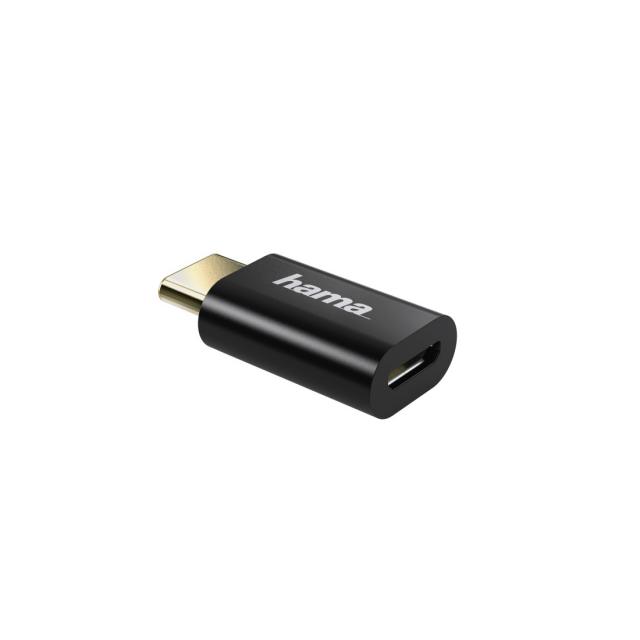 Адаптер HAMA, Micro USB женско - USB-C мъжко, 480 Mbit/s,Черен 