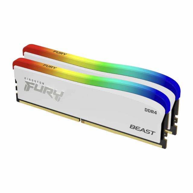 Memory Kingston FURY Beast White RGB 16GB(2x8GB) DDR4 3600MHz KF436C17BWAK2/16 