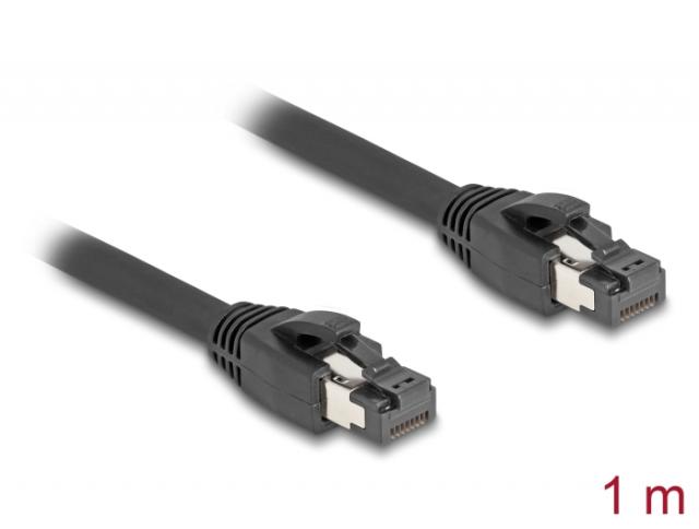 Мрежови кабел Delock, Cat.8.1 S/FTP, 1 m, Доo 40 Gbps, Черен 