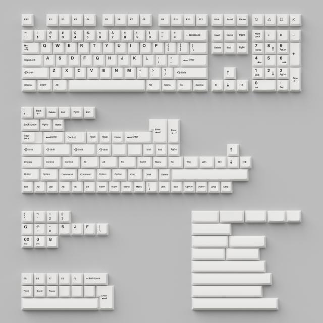 Keychron Cherry Profile Double - Shot PBT Full Set 219 Keycaps - Black on White 