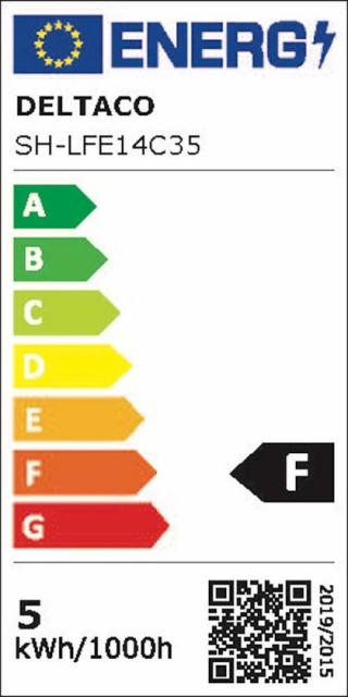 DELTACO SMART HOME LED filament lamp, E14, WiFI 2.4GHz, 4.5W, 400lm, dimmable, 1800K-6500K, 220-240V, white 