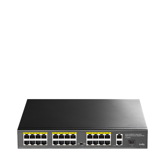 Суич Cudy FS1026PS1, 24 x 10/100 PoE+ Switch 2 x Gigabit порта, 1 x SFP Slot 