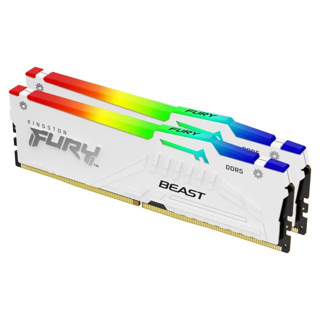 Memory Kingston FURY Beast White RGB 64GB(2x32GB) DDR5 5200MHz CL36 