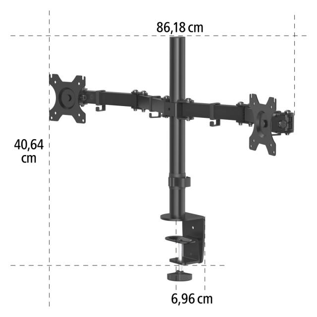 Стойка за 2 монитора за бюро HAMA Регулируема, 13" - 32", 8 кг, Swivel/Tilt, Черна 