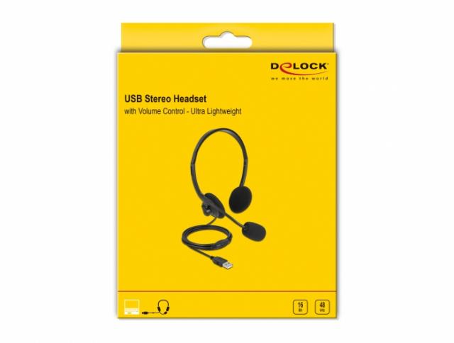 Delock USB Stereo Headset with Volume Control, 27178 