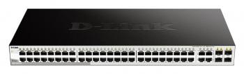 Суич D-Link DGS-1210-52, 48 портов 10/100/1000 Base-T port with 4 x 1000Base-T /SFP ports, управляем, за монтаж в шкаф