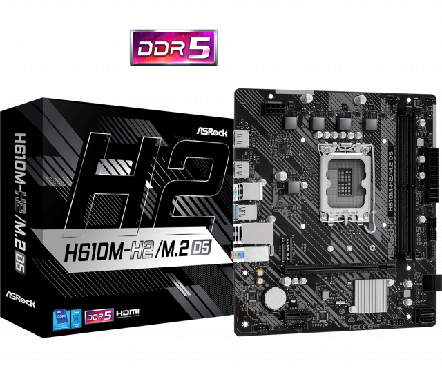 Дънна платка ASRock H610M-H2/M.2, DDR5, mATX 