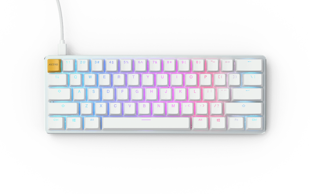 Mechanical Keyboard Glorious White Ice GMMK RGB Compact, Gateron Brown US Layout 