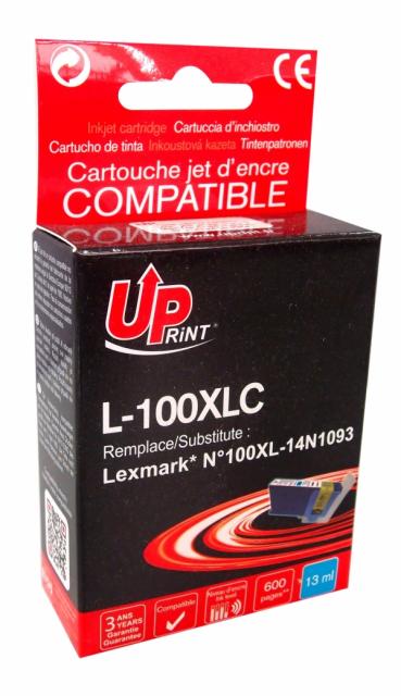 Ink cartridge UPRINT 14N1093, LEXMARK 100XL/Lex S305/S405/S505/S605/Pro705/Pro805, Cyan 