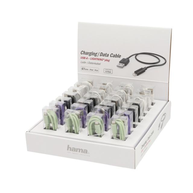 Hama Charging/Data Cable, USB-A - Lightning, 0.75 m, 28 Pcs in Display 