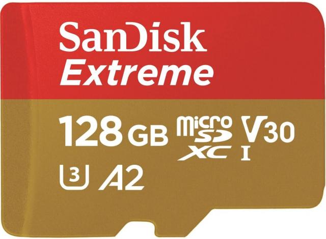 Карта памет SANDISK Extreme microSDXC, 128GB, За Dash Cameras и Drones, SD Adapter 