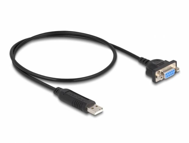 Адаптер DeLock, USB 2.0 - RS-232 D-Sub 9 женско, 50 см 