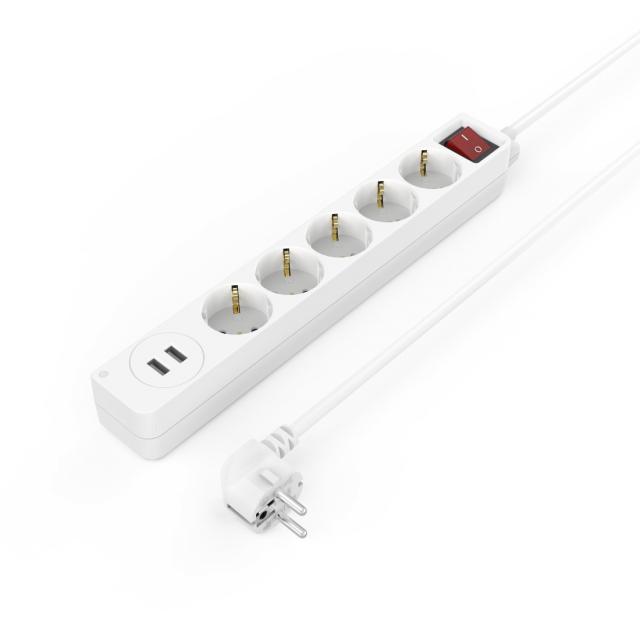 Hama Power Strip, 5-Way, USB-A 17 W, Switch, 223183 