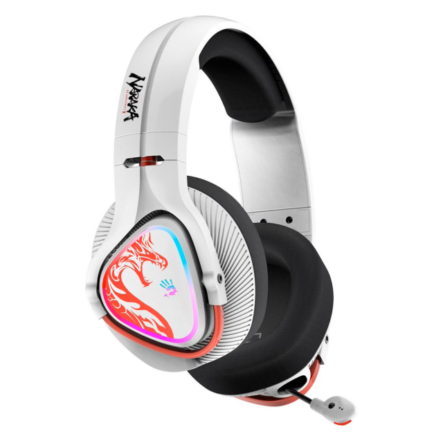 Gaming headphone A4TECH Bloody MR720 Naraka, RGB, Bluetooth + USB, White 