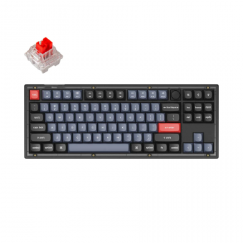 Геймърска Механична клавиатура Keychron V3 TKL Knob QMK Frosted Black Translucent, Keychron K Pro Red Switch, RGB Backlight