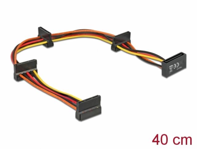 Delock Cable Power SATA 15 pin plug > 4 x SATA 15 pin receptacle 40 cm multicolour 