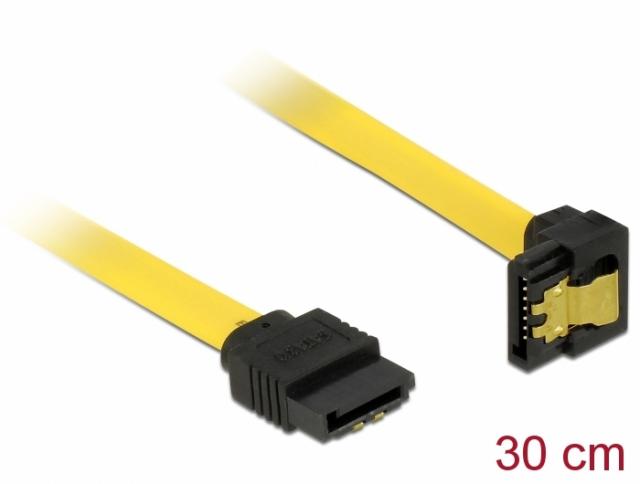 Интерфейсен кабел SATA III Delock 82806, Конектор под 90°. 0.30 m, жълт 