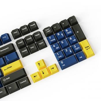 Капачки за механична клавиатура Keychron Cherry Profile Double - Shot PBT Full Set 219 Keycaps - Dark Blue and Golden