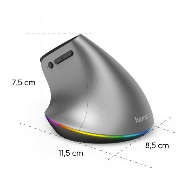 Hama "EMW-700" Ergonomic Vertical Mouse, Rechargeable, 182691 