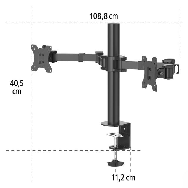 Стойка за 2 монитора за бюро HAMA Регулируема, 13" - 35", 15 кг, Swivel/Tilt, Черна 