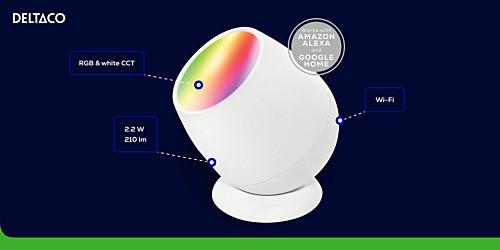 Deltaco Smart RGB wake-up light, USB-C 