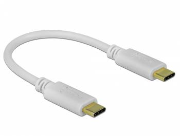 Кабел DeLock 85815, USB-C мъжко - USB-C мъжко, 15 см, Бял