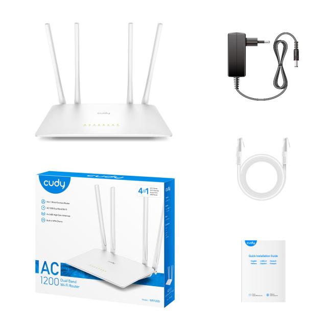 Wireless Router Cudy WR1200, Dual band, 4 antennas 