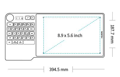 Graphic Tablet HUION Inspiroy Keydial KD200, USB-C, Bluetooth, Metal Grey 