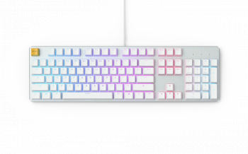 Mechanical Keyboard Glorious White Ice GMMK RGB Full Size, Gateron Brown US Layout