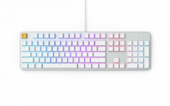 Геймърскa механична клавиатура Glorious White Ice GMMK RGB Full Size, Gateron Brown US Layout