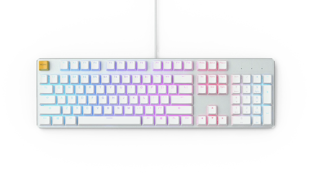 Mechanical Keyboard Glorious White Ice GMMK RGB Full Size, Gateron Brown US Layout 