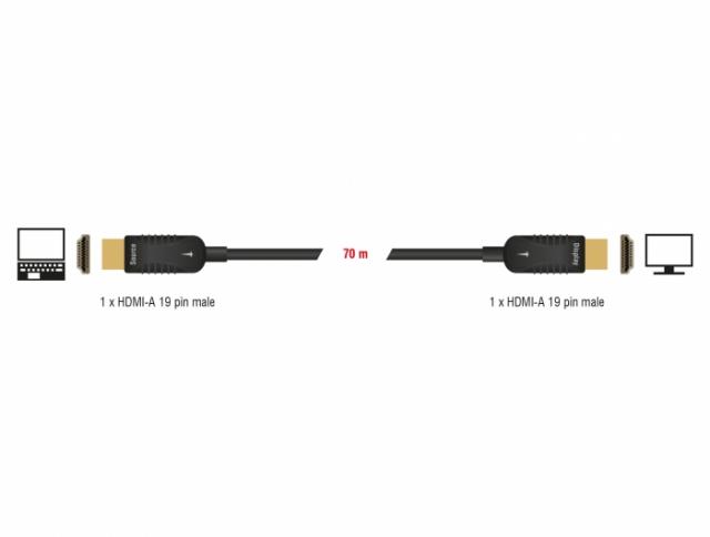 Delock Active Optical Cable HDMI-A male > HDMI-A male 4K 60 Hz 70 m 